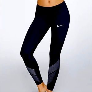 NIKE Women's L Large Black Power Flash Racer Tight Fit LR Leggings Dri-Fit New